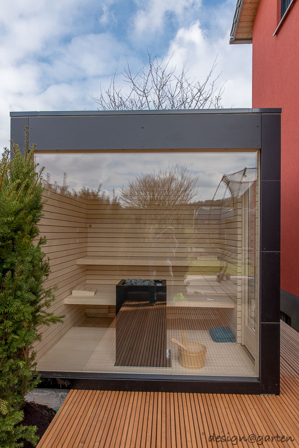 Design Gartensauna Mit Panoramaverglasung Hot Black Box Design